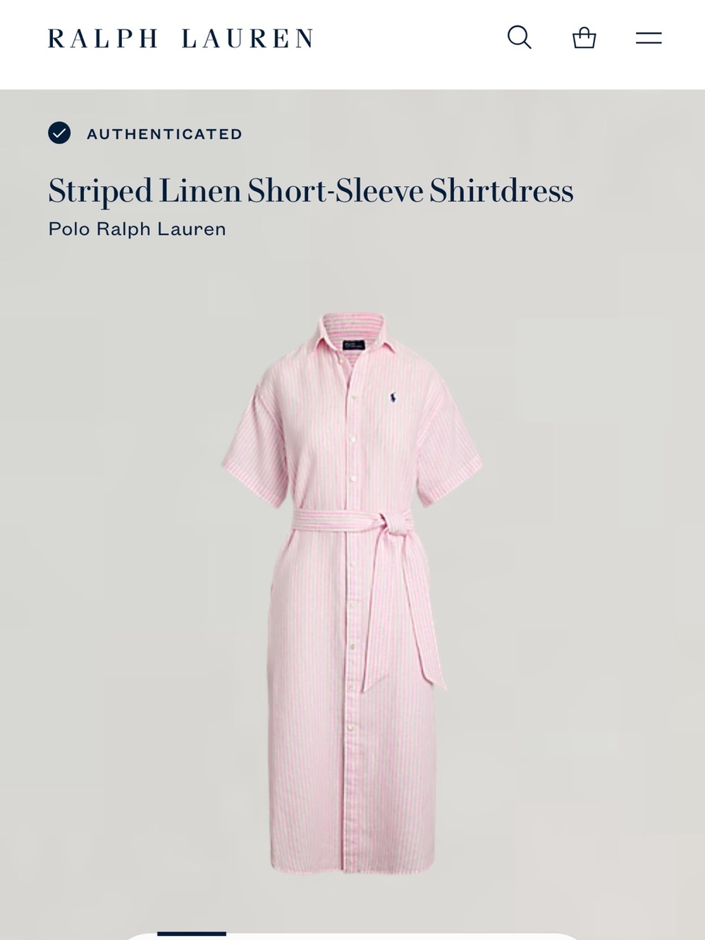 Polo by Ralph Lauren Pink and White Striped Shirt Dress - Picture 13 of 13